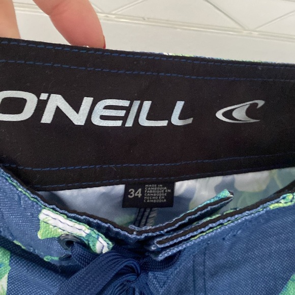 O'Neill Mens Board Shorts Blue/Floral Hawaiian Print Board Shorts 34 swim trunk - Picture 4 of 6